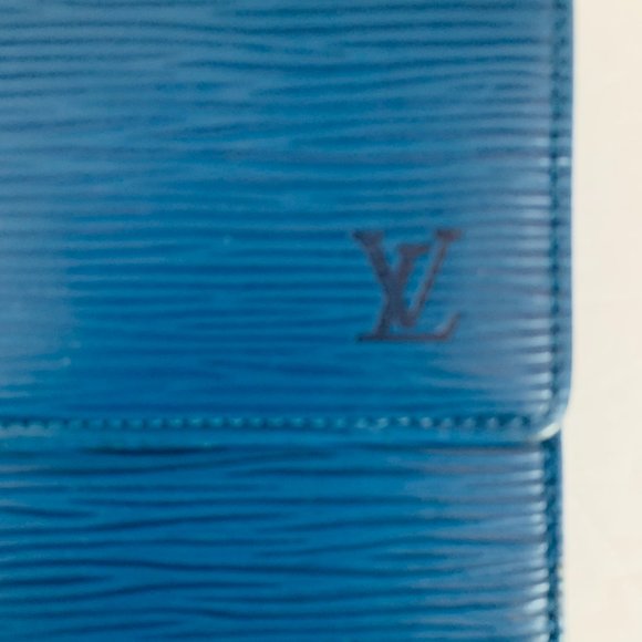 AUTH LOUIS VUITTON VINTAGE BLUE EPI LEATHER PORTE MONNAIE BILLETS WALLET  SP0926 - Picture 2 of 13